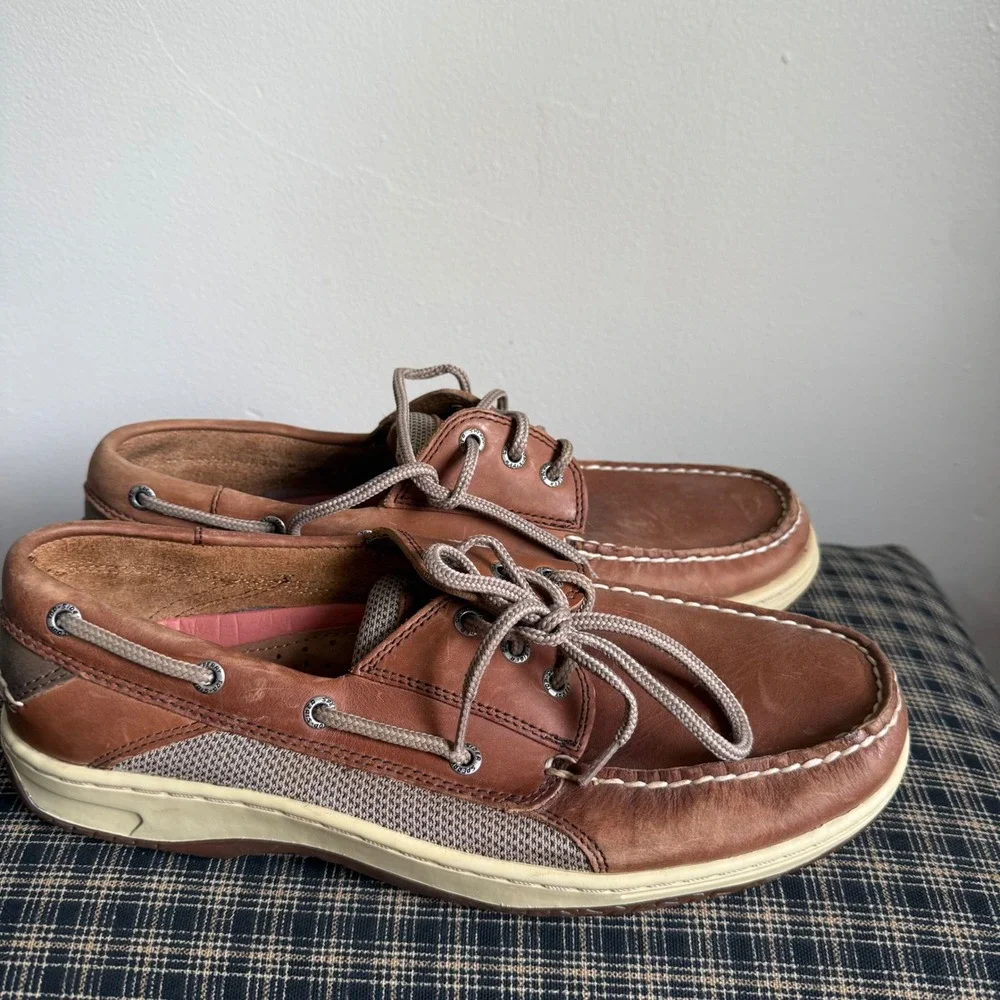 Sperry Billfish 3-Eye Mesh Leather Boat Shoe Size 10.5 Brown 0799320